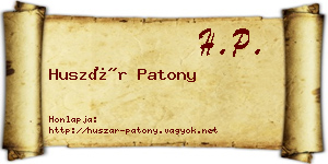 Huszár Patony névjegykártya